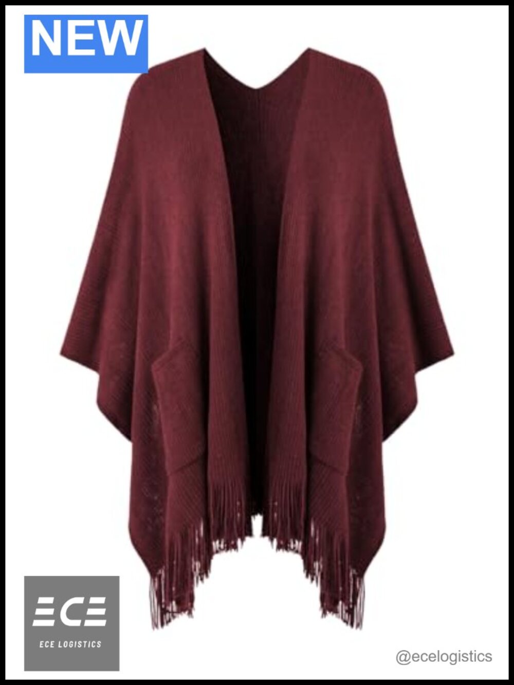 Ferand Knitted Shawl Wrap with Pockets Open Front Poncho Cape